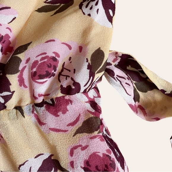 Nicole Miller Collection 100% Silk Floral Yellow Mini Dress Size 2 - Picture 7 of 11